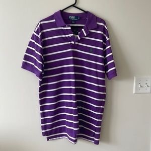 Purple and White Striped Polo by Ralph Lauren, size Large
